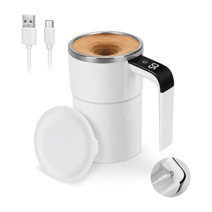 TimelessGrace™ what's in the box - mug, lid, USB-C charging cable and magnetic stirring capsule