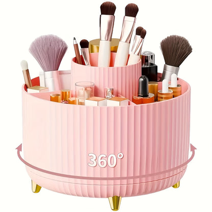 360° Rotating Makeup Organiser with 5 Compartments – Vanity & Desk Organiser