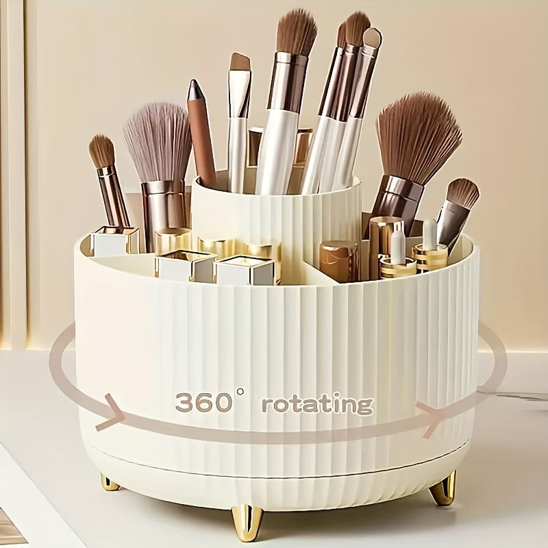 360° Rotating Makeup Organiser with 5 Compartments – Vanity & Desk Organiser